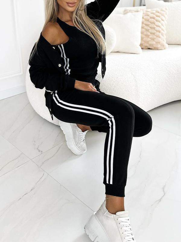 Ensemble veste et pantalon de baseball trois pièces pour femme
