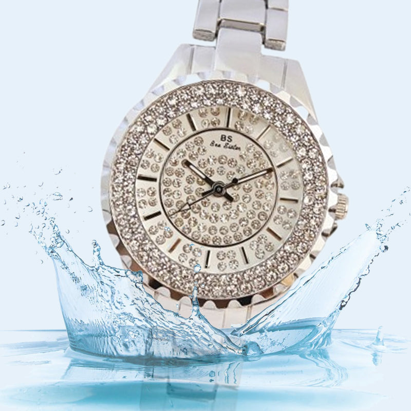 Montre de Luxe Incrustée de Diamants Synthétiques pour Femme