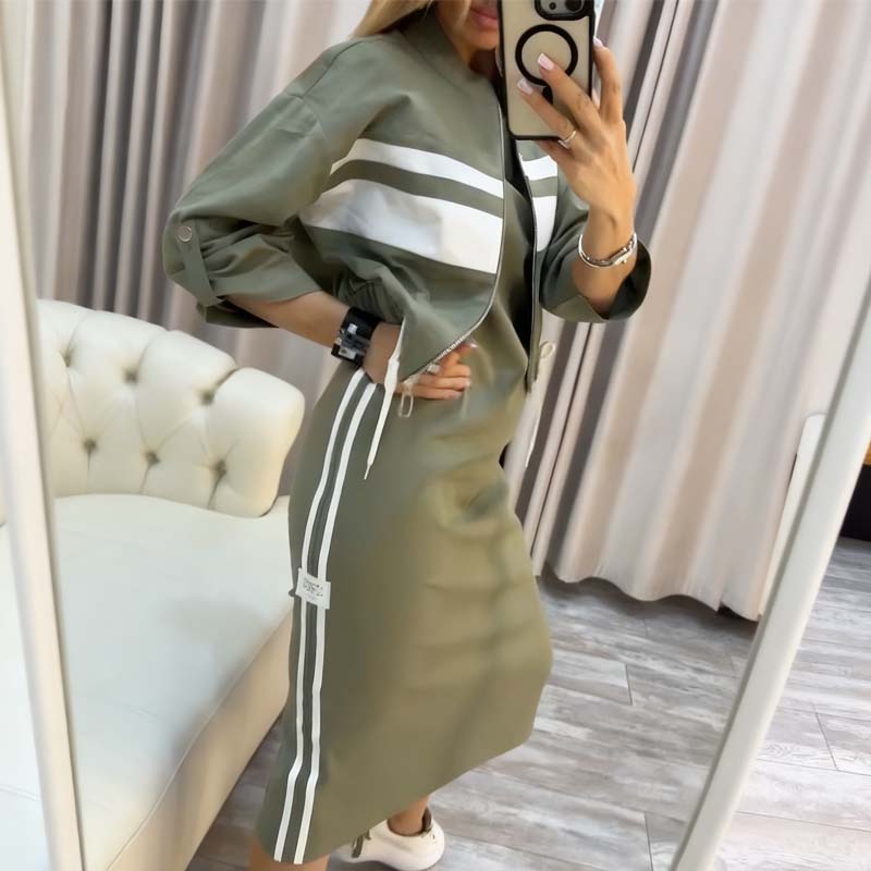⏳Offre spéciale à durée limitée⏰✨ Ensemble Femme Élégant – Veste & Robe à Col Montant 👗🧥✈️Livraison gratuite