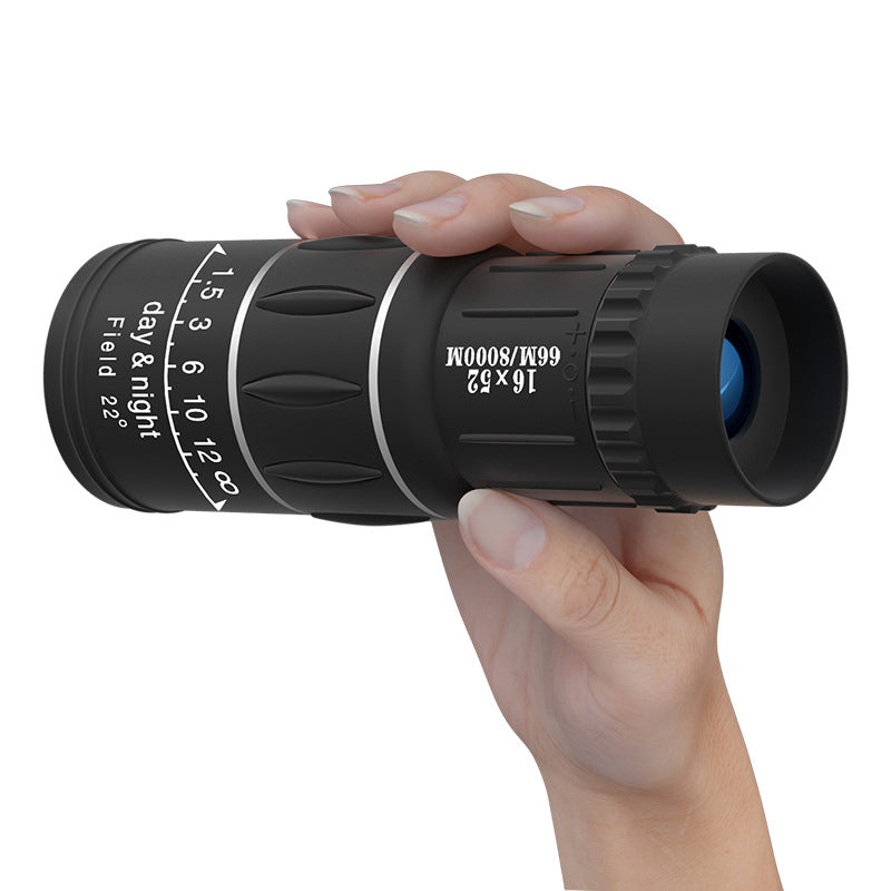 Telescópio monocular profissional de alta potência, alta definição e baixa luminosidade, 16X52