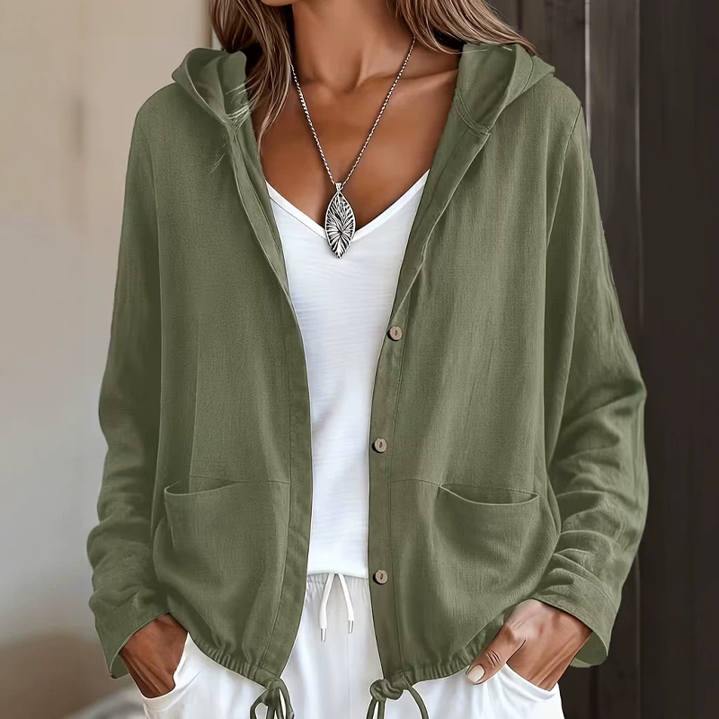🌸Promoção quente: 50% de desconto💖Casaco casual feminino com capuz e cordão na bainha