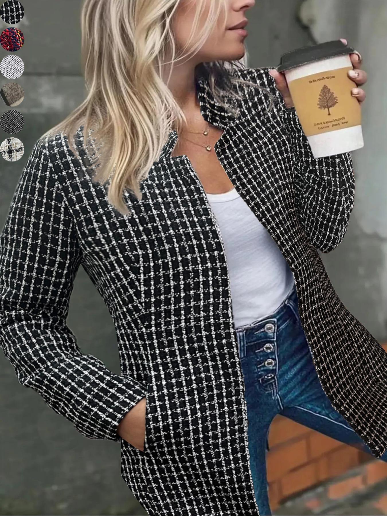 💐 Grande Vente -50% de Réduction 💕 Manteau Épais Femme à Manches Longues Uni - Avec Poches