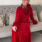 Robe trapèze mi-longue plissée de couleur unie