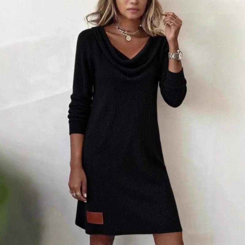 ✨👗Vestido de malha de manga comprida com gola alta para mulher — tecido macio e silhueta lisonjeadora✅ | Elegância aconchegante e estilo de inverno versátil✨