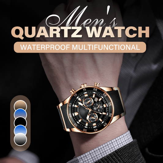 ⌚ 50% DE DESCONTO AGORA! ✨ Relógio de quartzo multifuncional à prova d'água masculino – Design cronógrafo, ponteiros luminosos e aço inoxidável 🌊