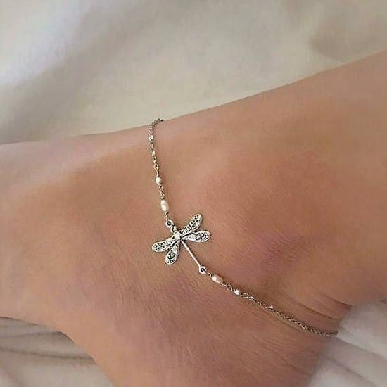 ✨ACHETEZ 1 OBTENEZ 1 ✨GRATUIT AUJOURD'HUI BRACELET DE CHEVILLE LIBELLULE EN ARGENT AVEC PERLE