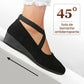 💃🔥Último dia da promoção com 50% de desconto🔥Sapatos elegantes com salto baixo e tira elástica, em cor única