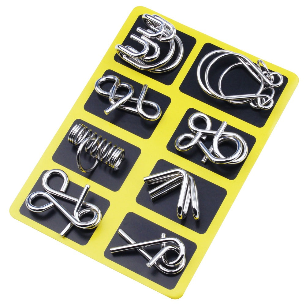 🧠Oferta de Natal por tempo limitado: 50% DE DESCONTO!!!🧠🔠Anel quebra-cabeça de metal, oito peças, versão azul, quebra-cabeças