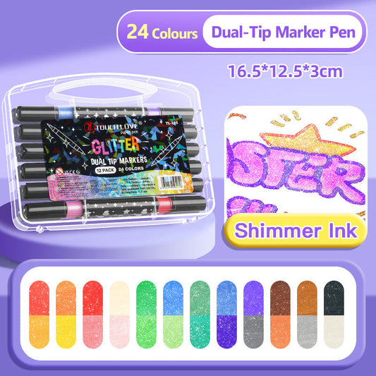 🎁Caneta Marcadora com Glitter de Ponta Dupla