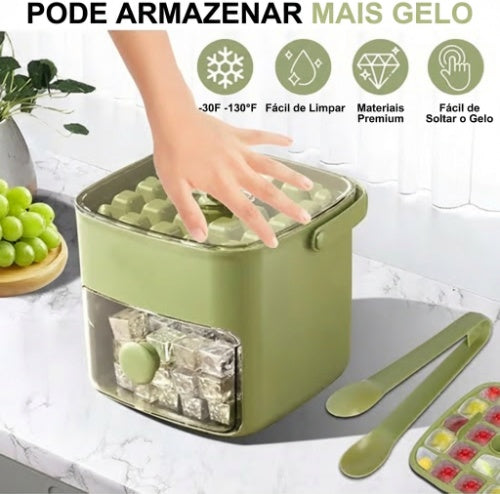 ⏱️ Cubos de gelo instantâneos em segundos – basta pressionar e soltar! 🧊✨