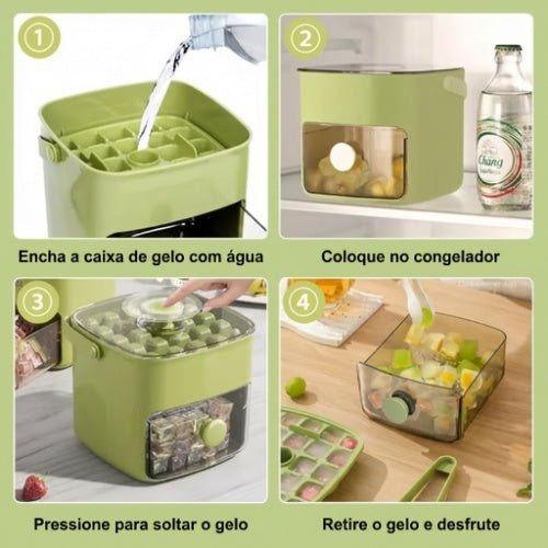 ⏱️ Cubos de gelo instantâneos em segundos – basta pressionar e soltar! 🧊✨