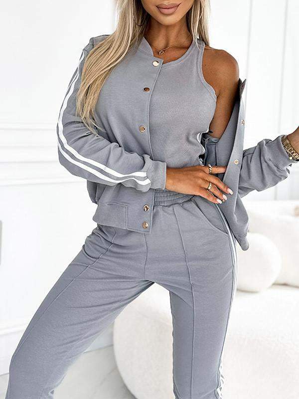 Ensemble veste et pantalon de baseball trois pièces pour femme