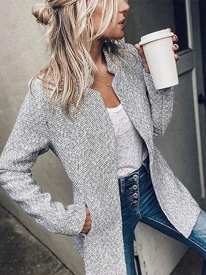 💐 Grande Vente -50% de Réduction 💕 Manteau Épais Femme à Manches Longues Uni - Avec Poches