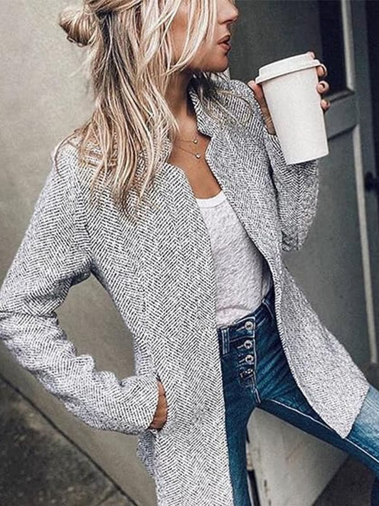 💐 Grande Vente -50% de Réduction 💕 Manteau Épais Femme à Manches Longues Uni - Avec Poches