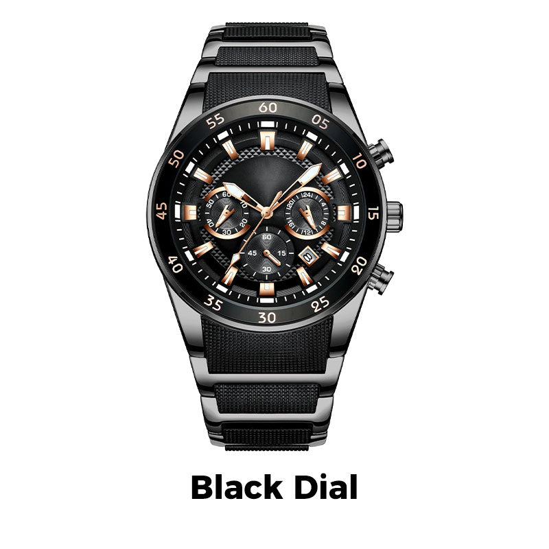 ⌚ 50% DE DESCONTO AGORA! ✨ Relógio de quartzo multifuncional à prova d'água masculino – Design cronógrafo, ponteiros luminosos e aço inoxidável 🌊