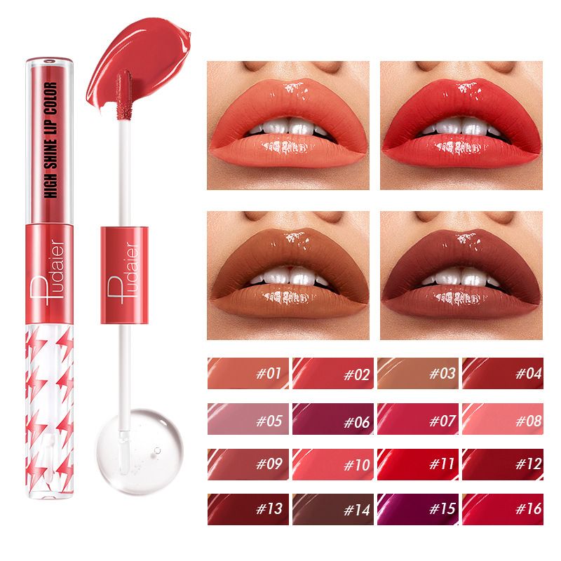 Brilho Labial Iluminador de Ponta Dupla com 16 Cores - Alto Brilho e Longa Duração✨