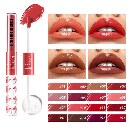 Brilho Labial Iluminador de Ponta Dupla com 16 Cores - Alto Brilho e Longa Duração✨