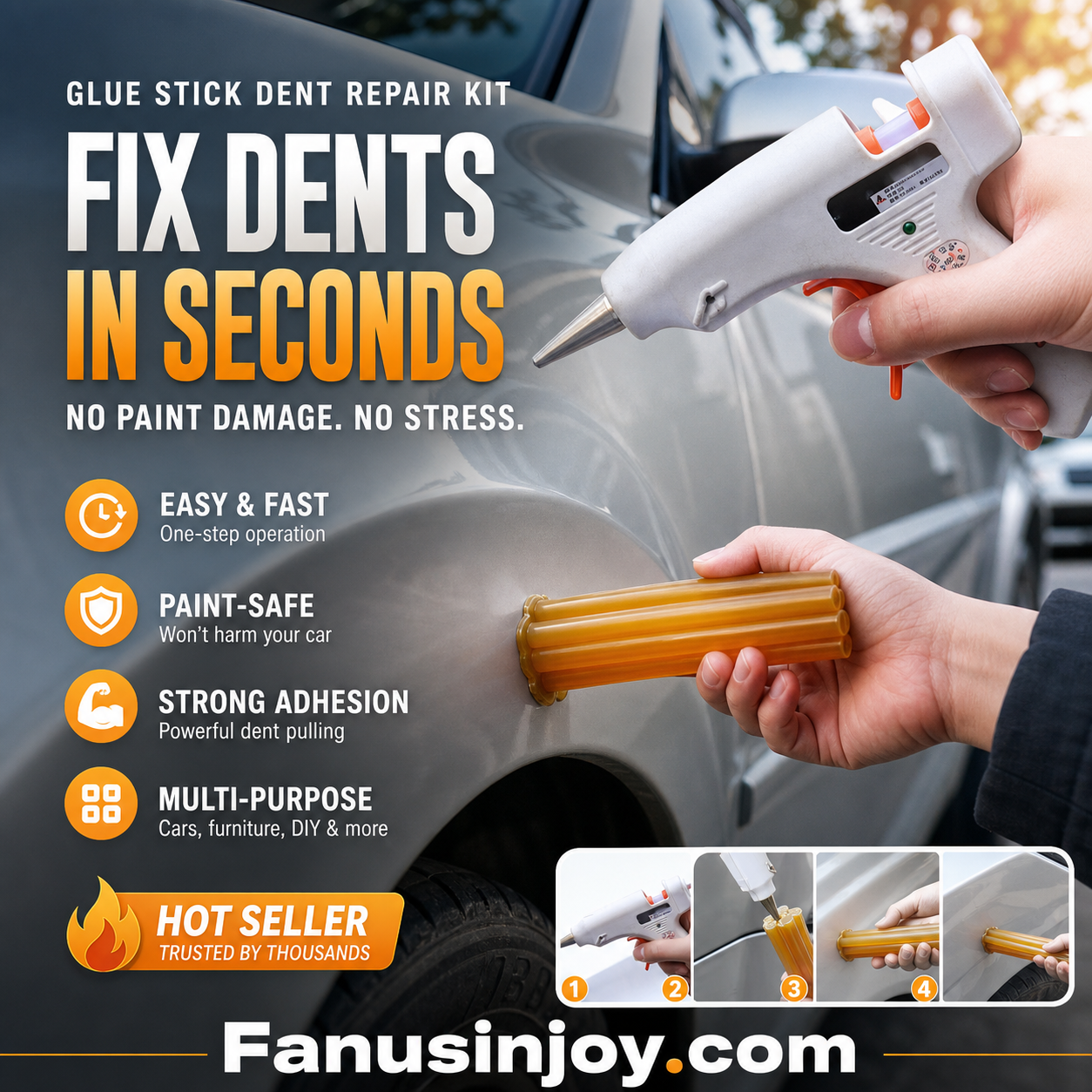 ✨️Compre 2 e ganhe 3 grátis! 🛠️Repare amolgadelas no carro sem esforço! 🚗Barra de cola para reparação de amolgadelas sem pintura no carro