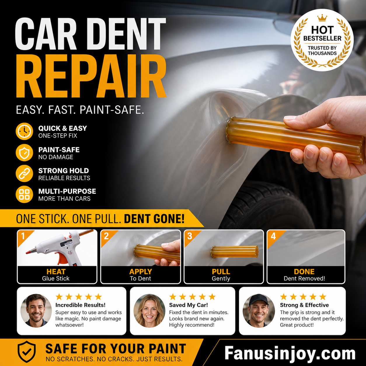 ✨️Compre 2 e ganhe 3 grátis! 🛠️Repare amolgadelas no carro sem esforço! 🚗Barra de cola para reparação de amolgadelas sem pintura no carro