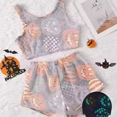 🎃2024 NEW 49% OFF✨Halloween Print Glow in The Dark Pyjama Set