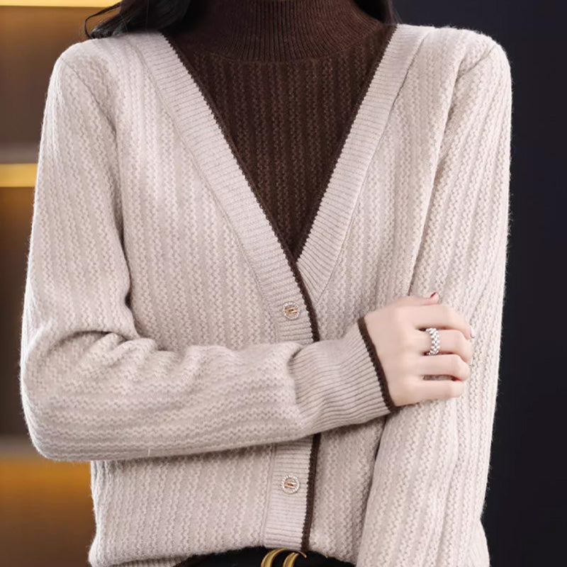 Women's Mock Neck Long-Sleeve Knitted Sweater Top