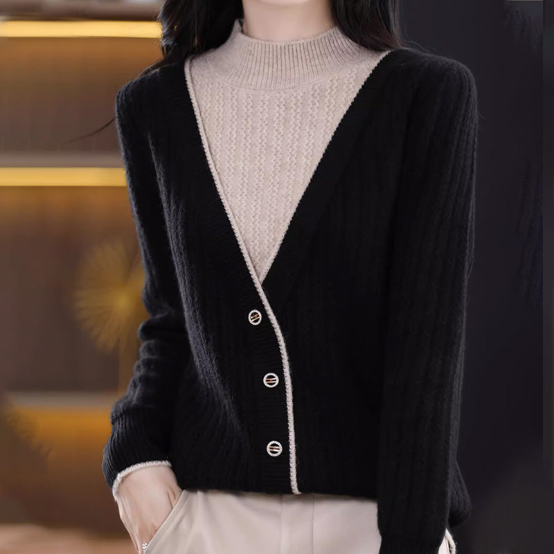 Women's Mock Neck Long-Sleeve Knitted Sweater Top