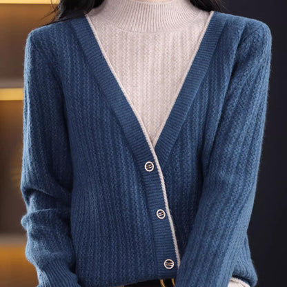 Women's Mock Neck Long-Sleeve Knitted Sweater Top