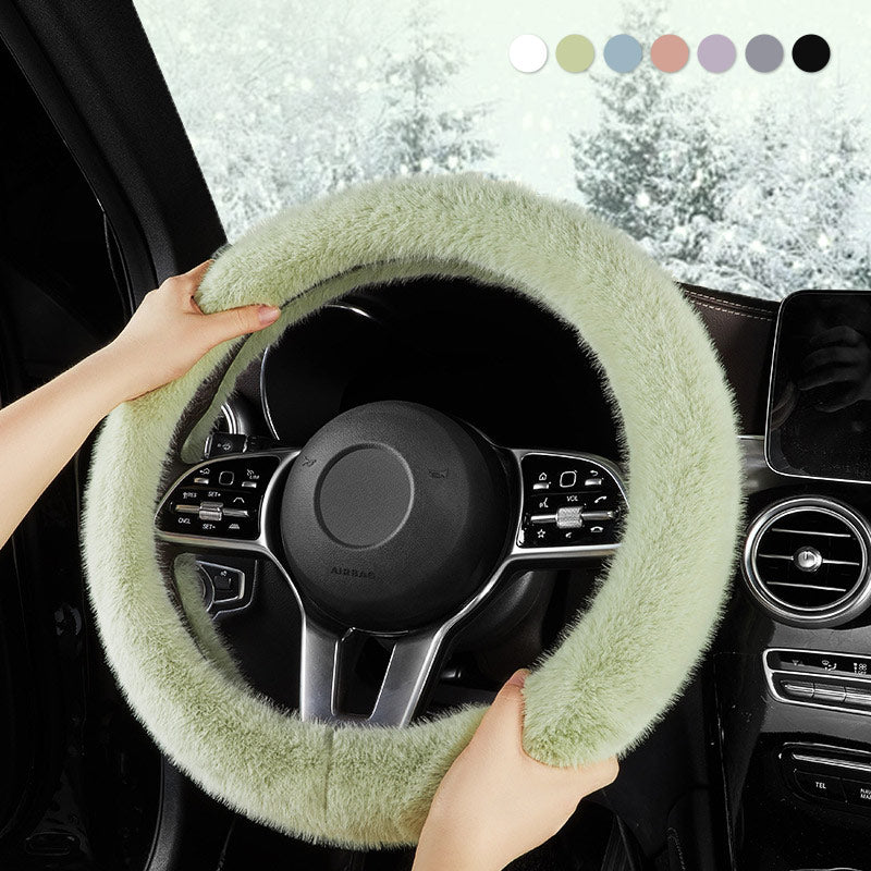 Solid Color Plush Warm Steering Wheel Cover