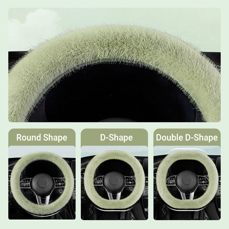 Solid Color Plush Warm Steering Wheel Cover