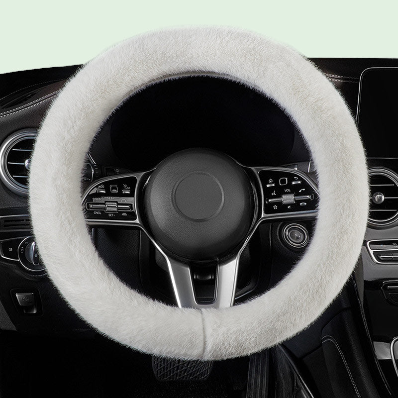 Solid Color Plush Warm Steering Wheel Cover