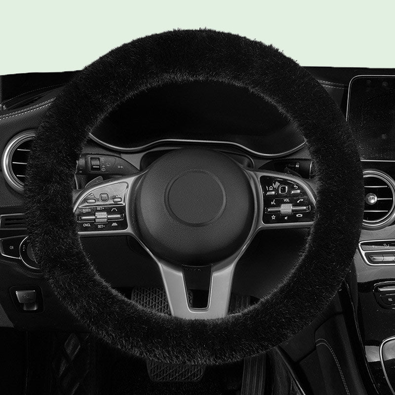 Solid Color Plush Warm Steering Wheel Cover