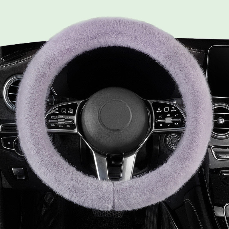 Solid Color Plush Warm Steering Wheel Cover