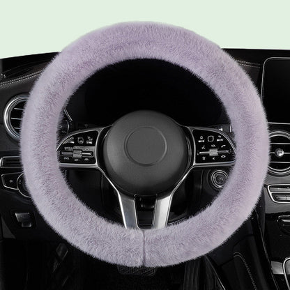 Solid Color Plush Warm Steering Wheel Cover