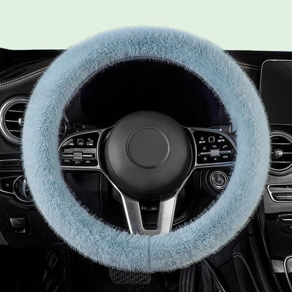 Solid Color Plush Warm Steering Wheel Cover