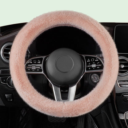 Solid Color Plush Warm Steering Wheel Cover