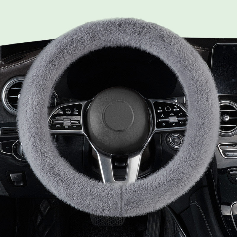 Solid Color Plush Warm Steering Wheel Cover