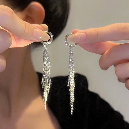 Women's Sparkly Long Tassel Earrings