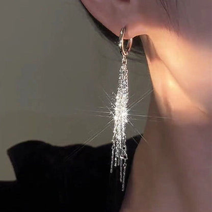 Women's Sparkly Long Tassel Earrings