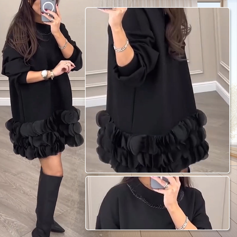 💕Countdown to Christmas discounts💕Loose Solid Color Long Sleeve Dress