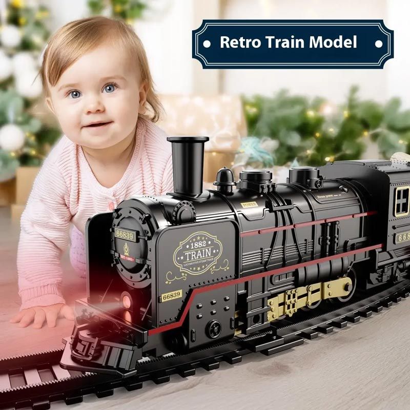 🔥New Hot Selling❤️‍🔥Simulation Vintage Electric Steam Train with Track Toy Set