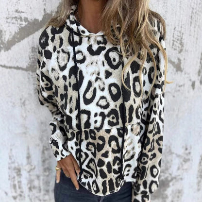 Leopard Print Hooded Sweatshirt