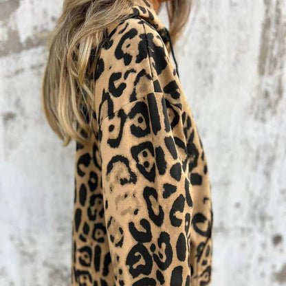 Leopard Print Hooded Sweatshirt