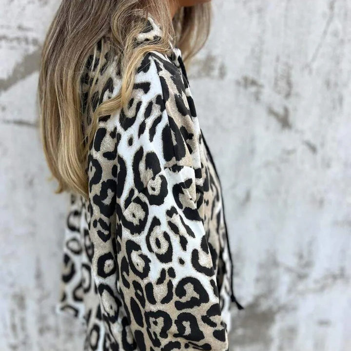 Leopard Print Hooded Sweatshirt