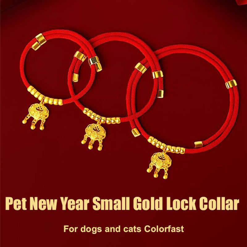 Pet New Year Gold Lock Collar