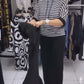 Ensemble pour femme : haut rayé et pantalon de couleur unie