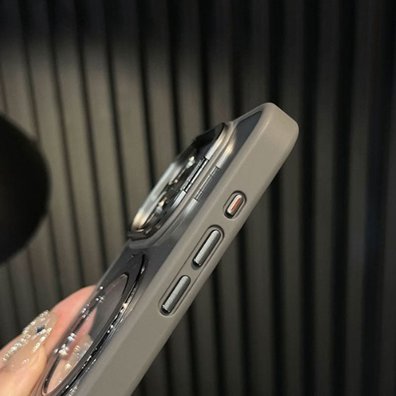Coque magnétique pour iPhone avec support caché et film protecteur pour objectif
