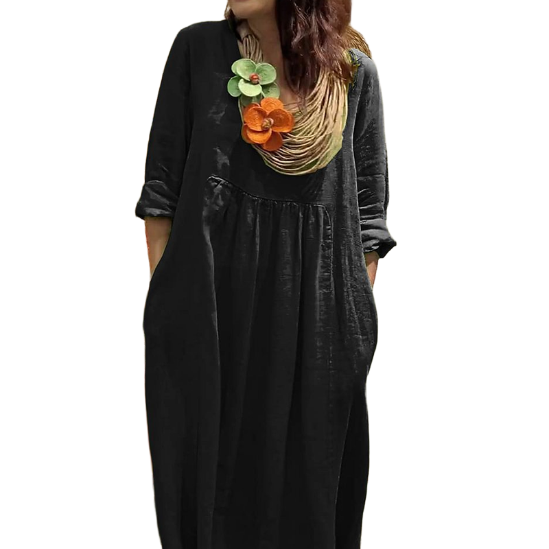 💖Vente limitée 50% DE RÉDUCTION💖Robe en lin à manches longues pour femmes, style boho décontracté