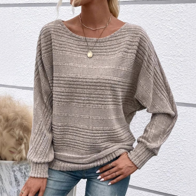 🌹Soldes d'automne - 49 % de réduction🌹Haut rayé à col rond et manches longues