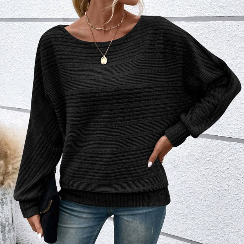 🌹Soldes d'automne - 49 % de réduction🌹Haut rayé à col rond et manches longues