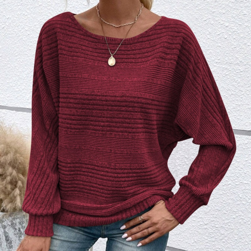 🌹Soldes d'automne - 49 % de réduction🌹Haut rayé à col rond et manches longues